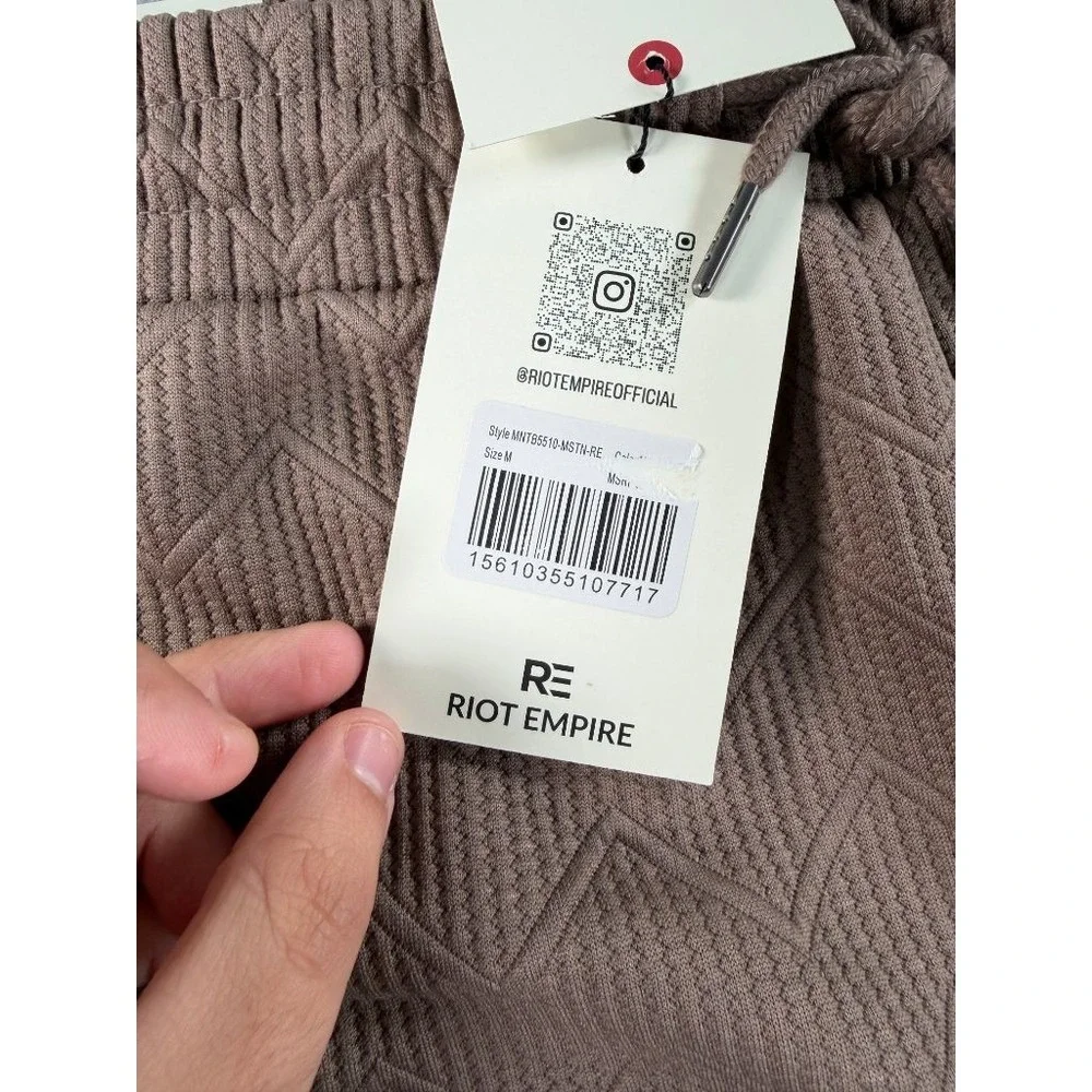 Riot Empire Imagine Textured Shorts Mens Medium Brown Stretch Drawstring NWT